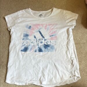 Adidas White and Blue Short Sleeve Tee